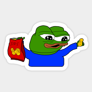 Pepe With Potato Chips Sticker